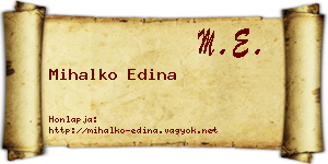 Mihalko Edina névjegykártya